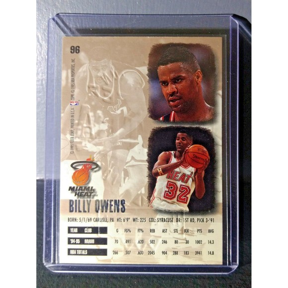 1995-96 Billy Owens Fleer Ultra Gold Medallion #96 Basketball Card - Picture 2 of 2